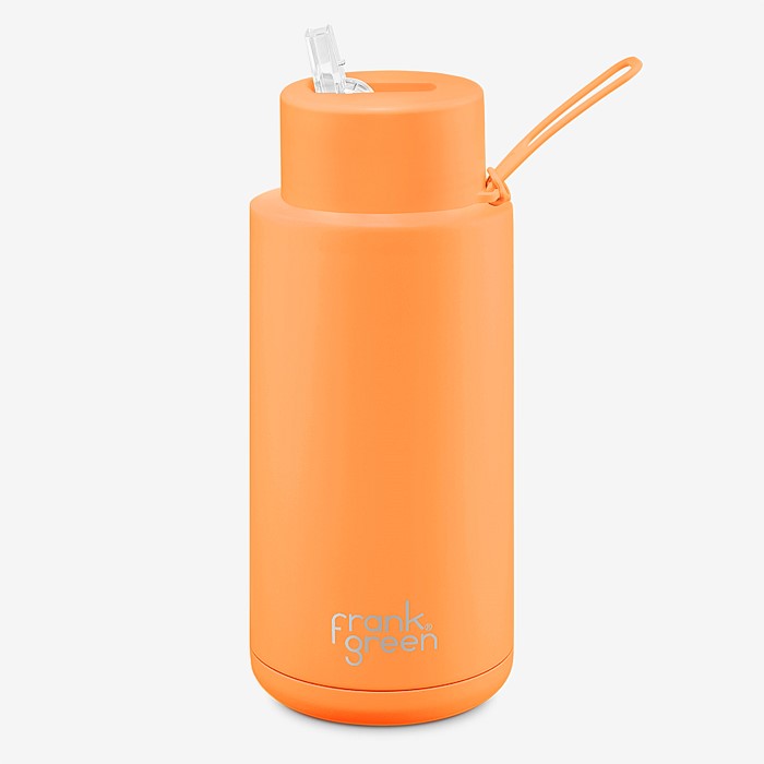 34oz Ceramic Reusable Bottle Neon Orange