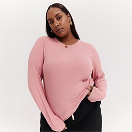 Everyday Rib Long Sleeve In Rose Pink