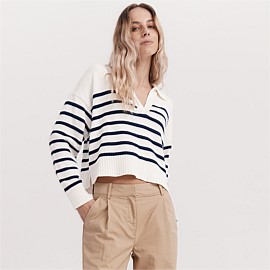 The Madelyn Knit in Cream Navy Stripe